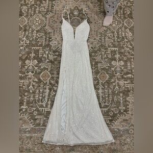 La Femme White Sequin Dress